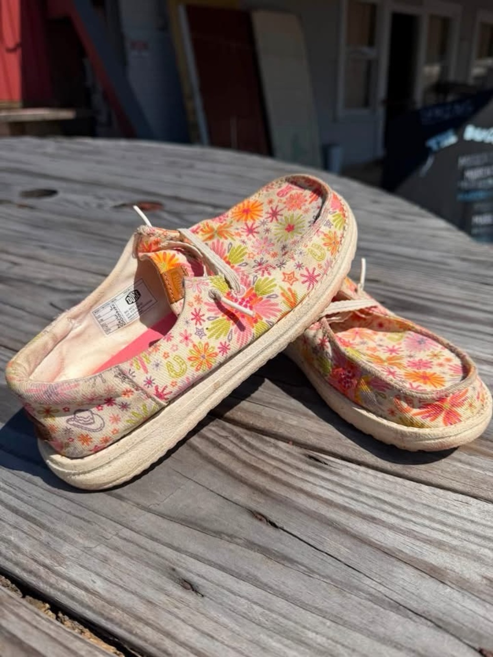 Hey Dude Girls Floral Slip-On Shoes in Pink and Peach